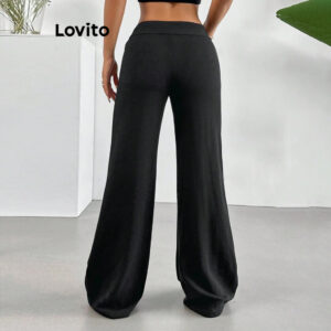 Lovito Calça Casual Lisa com Botões para Mulheres L118ED160