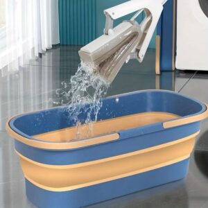 QIU – Balde Dobrável Retrátil de Silicone Com Alça E Rodinhas Para Mop Flat 18 Litros