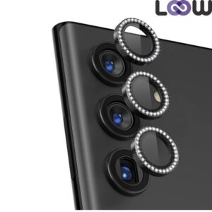 KIT 3 PEÇAS PELÍCULA DE CÂMERA STRASS DIAMANTE LUXO PARA SAMSUNG GALAXY A14 A15 A24 A34 A35 A54 A55 – PROTEÇÃO E ESTILO