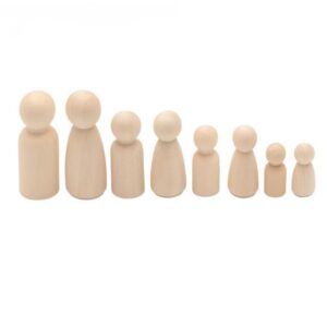 Conjunto De Bonecas De Madeira Peg Doll , Família De 50 Peças (Pessoas Brinquedo : Pai , Mãe , Anjo , Criança , Bebê) Inacabado Para Artesanato & Brincadeiras , Por Pica-Pau