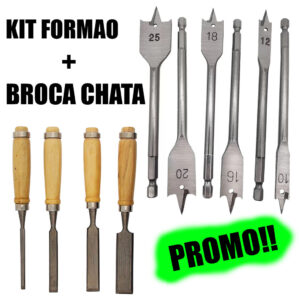 KIT FORMÃO + BROCAS CHATAS P/MADEIRA – TASSTORE