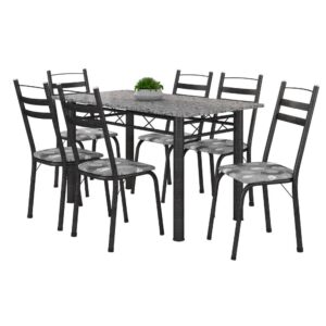 CONJUNTO DE MESA ITÁLIA COM 6 CADEIRAS 1,40M ARTEFAMOL GRANITO / DARK