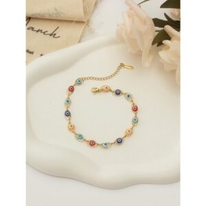 Pulseira Olho Grego Colorido banhada a ouro 18k