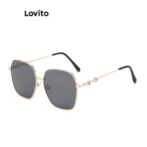 Lovito Óculos de Sol de Metal para Mulheres LFA06291 (Tan/Preto)