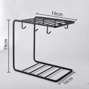 Kit 2-4pcs Suporte Organizador de Xícara Cantinho do Café Organiza 6 Xícaras/Pires Black Metal