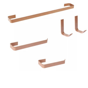Kit Acessórios Para Banheiro Quadrado 04 Peças + 01 Cabide Rosé
