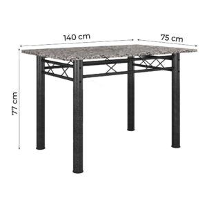 Conjunto De Mesa Itália Com 6 Cadeiras 1,40m Artefamol Granito / Dark