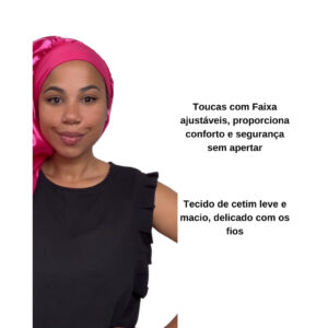 Anny Beleza Kit 2 Toucas de Cetim com Faixa Toca de Cetim Longa e Normal Toca de Seda para Cabelos Longos tranças