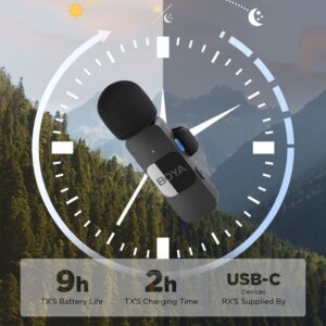 Microfone de Lapela Boya By-v20 Compatível com Dispositivo Android Porta Usb C Preto