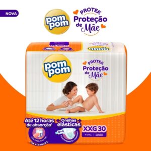 Kit 4 Fraldas Pom Pom Derma Protek Mega XXG com 30un cada