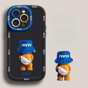 Capa De Telefone De Urso De Moda Criativa Para iPhone 16/15/14/13/12/X/7/11/Plus/pro Max Protetora De silicone Fosco Com