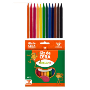 Kit 3 Caixa de Giz de Cera Fino 88mm Caixa com 12 Cores Leo&Leo
