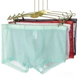 Ultra-Fino Lingerie Masculina De Malha sexy Sólida Cor Transparente Cueca boxer Respirável