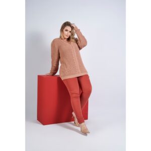 Blusa Feminina de Frio Manga Longa Gola V Trança Trico Inverno Moda