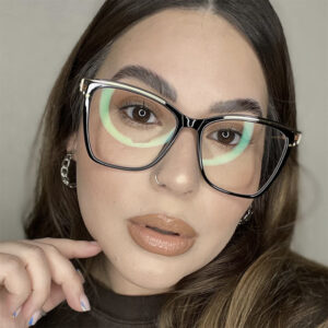 (JIUERBA) Moldura De Moda Ocidental Óculos Transparentes Estilo Retro Quadrada Anti-Luz Azul Para Mulheres