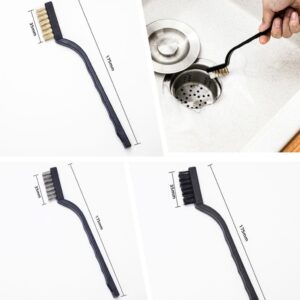 Kit 3 Pcs Escovas de Aço Multiuso Aço Latão Nylon Cabo Plástico