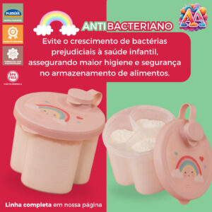 Dosador De Leite Em Pó Infantil 3 Divisões Menina Arco Iris – Plasútil