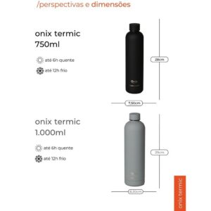 Garrafa Térmica Aço Inox Silicone Academia Onix Paramount