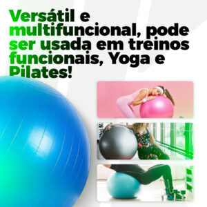 Kit Bola Pilates 65cm Colchonete Academia Yoga Fisioterapia Treino