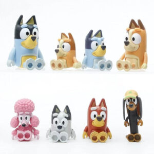 8 Pçs/Set Anime Bluey Família Christine Heeler Bingo Bandit Chilli Snickers Coco Indy Rusty Q Versão PVC Figuras De Ação