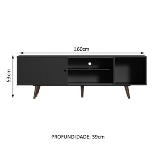 Rack Madesa Dubai para TV até 65 Polegadas com Pés – Preto/Rustic