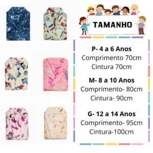 Roupão De Banho Infantil Microfibra EstampadoTamanhos P M G Extra macio
