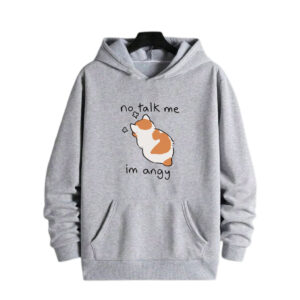 Moletom Canguru Com Capuz Moda Masculino Feminino Gato Irritado Não Me Fale Blusa De Frio Casual