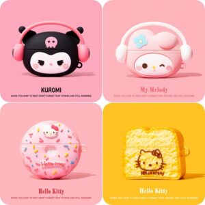 KITTY KUROMI MELODY PROTETOR DE FONE DE OUVIDO CAPA DE SILICONE ANIME PARA AIRPOD PRO 2 CASE/AIRPODS 1 /