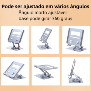 Base Suporte 360º Ajustável Alumínio Para Tablet/ iPad
