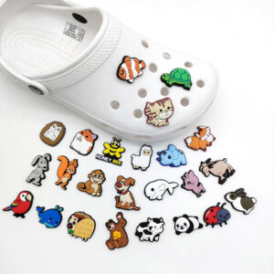 1 Pçs Dos Desenhos Animados Bonito ” Série Animal ” Crocs Jibbitz Sapato Encantos Sandálias Pulseira Das Crianças Acessó