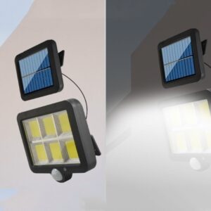 Luminária Solar de Parede 120 Cob 24W Sensor Presença Com 3 Funções Separado Promoção
