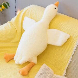 Brinquedo de Pelúcia Ganso Branco Kawaii, Pato Travesseiro Dormir, Almofada 50 CM
