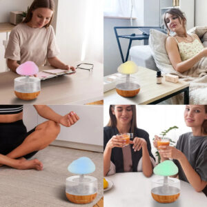 Umidificador Difusor De Aroma De design Nuvem e Chuva 7 Cores Luz Noturna Doméstica