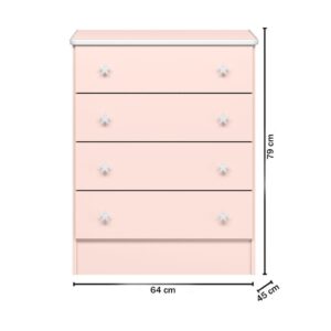 Cômoda Infantil Doce Sonho 4 Gavetas Rosa Acetinado – Qmovi