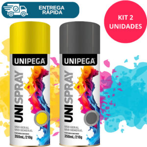 KIT 2 TINTA SPRAY TODAS AS CORES 300ML USO GERAL UNIPEGA AUTOMOTIVO ARTESANATO MADEIRA DECORAÇÃO