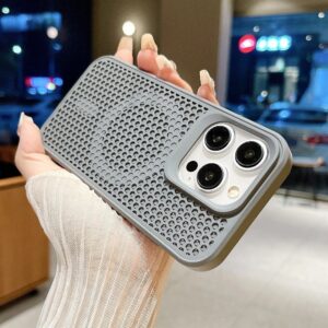 IPHONE 15 14 PLUS 13 12 11 PRO MAX CAPA PROTETORA MAGNÉTICA DE LUXO COM REDE DE RESFRIAMENTO RESPIRÁVEL
