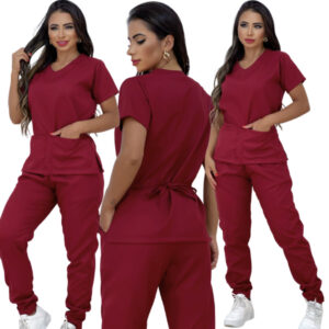 Pijama Hospitalar Feminino Slim e Plus Size Cirúrgico Scrub Acinturado Amarrar Varias Cores