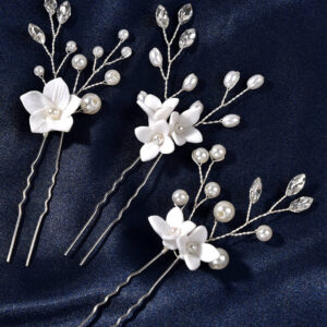 3Pcs/Set Vintage Flor De Noiva Pérola Cristal Alfinetes De Cabelo Clipes De Dama De Honra Cabeleireiro Acessórios De
