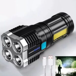 KIT COM 2 Lanterns Tatica mais forte do mundo Led Potente 4 Recarregável Usb Portátil Ultra Brilhante Com Alcance mt042