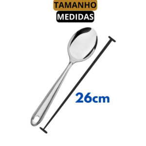 KIT 3 Colher De Arroz GRANDE Cabo Longo 100 % Aço Inox 26cm Casa Restaurante Buffet