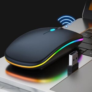 MOUSE SEM FIO COM BLUETOOTH RECARREGÁVEL WIRELESS LED RGB ERGONÔMICO 3 CORES