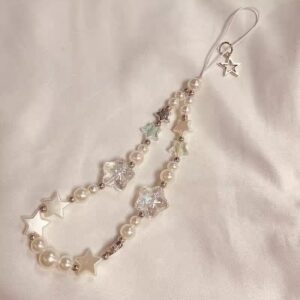 INS Star Pearl Beads Phone Pingente De Corrente De Pérolas Para iPhone Samsung Acessórios Universais Lanyard Hanging Rope For Girl Pendant