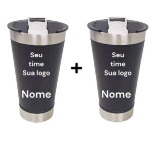 KIT 2 COPOS TÉRMICOS PERSONALIZADOS COM LOGO TIME NOME ÓTIMA QUALIDADE