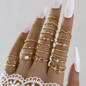 NOVO ESTILO ESTRELA DA MODA MULTI-JOINT RING SET COM DIAMOND E LUXO TRANSFRONTEIRIÇO