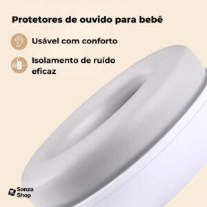 Protetor Auditivo Abafador de Ruído 2 em 1 Concha Abafadora de Som para Bebê Neném Cinza Com Arco Faixa com Silicone