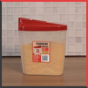 Kit 10 ou 6 Farinheiros 1 Litro Tampa Preta ou Vermelha Açucareiro Porta Sabão – Uninjet