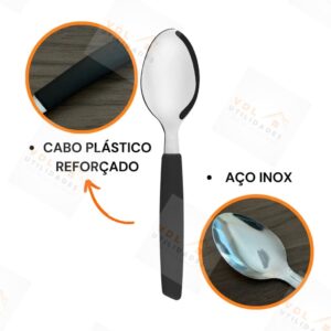Jogo de Talheres Cabo Preto 36 peças Aço Inox 12 Facas 12 Garfos de Mesa 12 Colheres