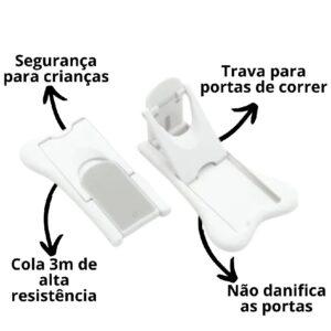 Kit 5 Trava Inteligente para Portas de Correr Janelas e Box Seguranca para Criancas