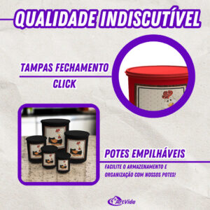 Kit Jogo Potes para Mantimentos Decorado Galinha Vedação Click Plástico Durável – ArtVida