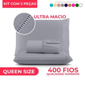 JOGO DE LENÇOL QUEEN SIZE MICROPERCAL 400 FIOS PONTO PALITO – SOLTEIRO / CASAL / QUEEN / KING